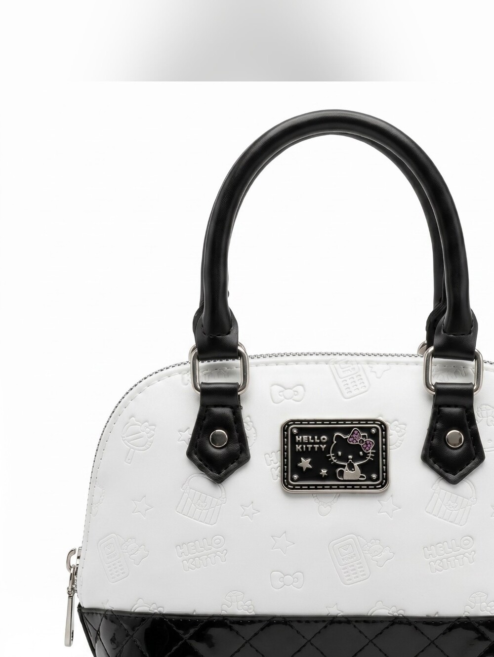 Hello Kitty White and Black Dome Satchel Crossbody Shoulder Bag